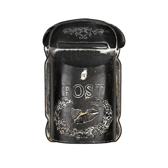 Hello Honey® 15.5" Black Embossed Tin Post Letter Box